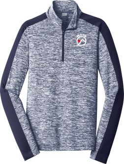 Sport-Tek Electric Heather Colorblock 1/4-Zip Pullover, True Navy Electric/True Navy